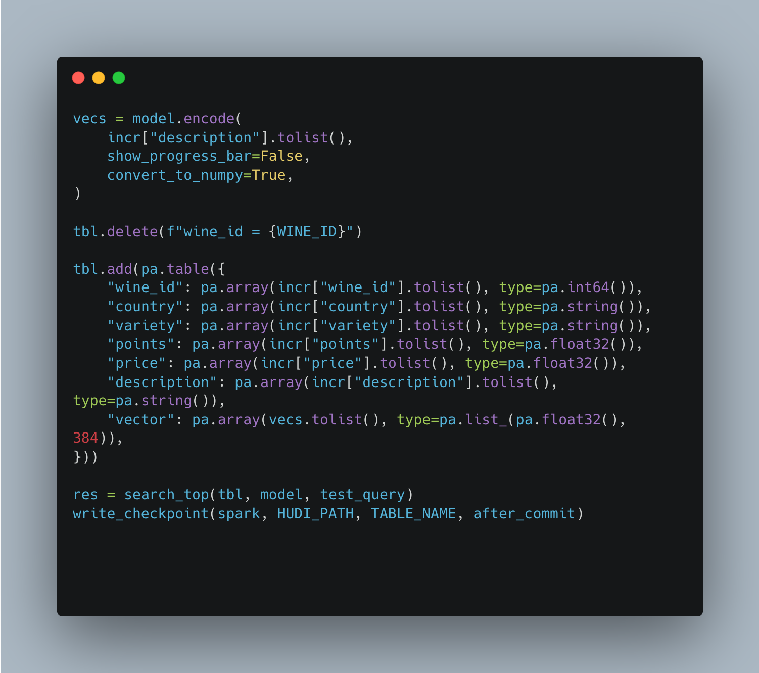 Snippet showing the resync code